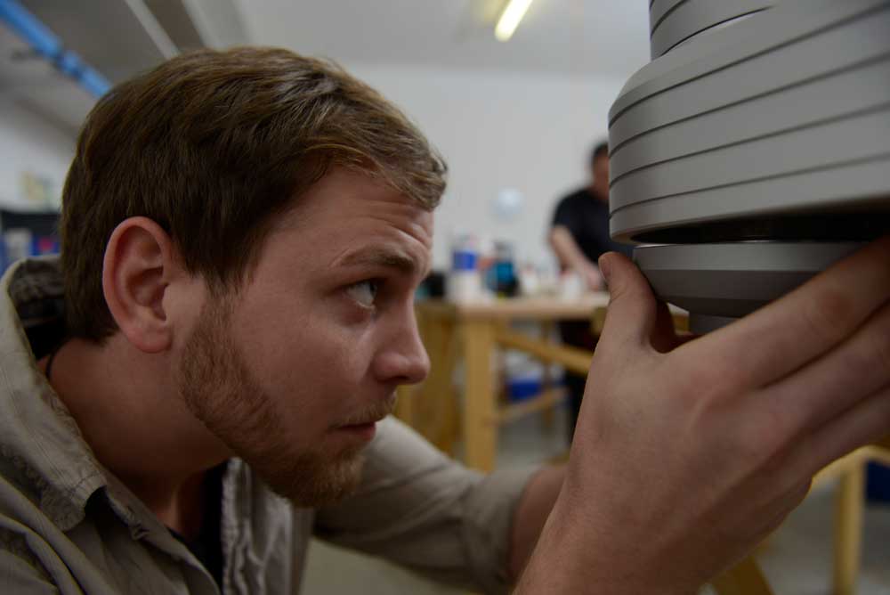 Hand assembly of turntables at Acoustic Signature